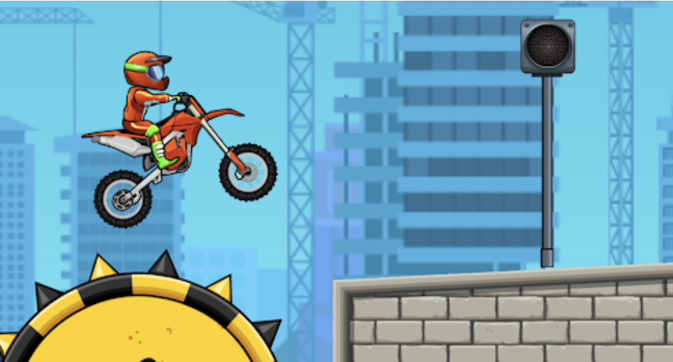Moto X3M unblocked gameplay with a bike jumping over obstacles.
