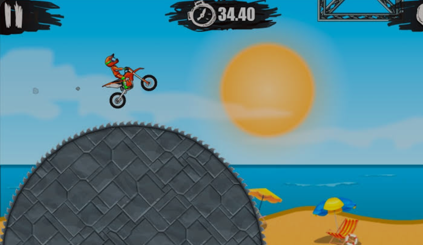 A difficult level in the Moto X3M bike game.